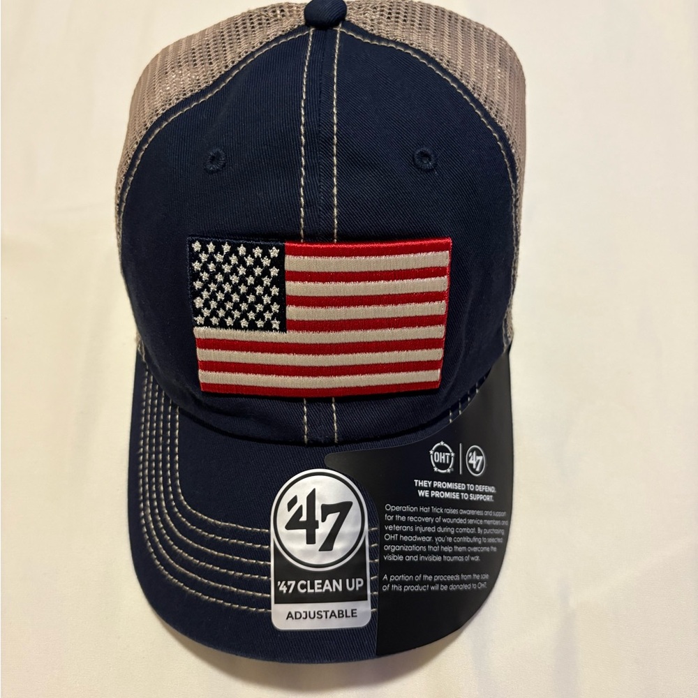 47 Brand Navy Cap with Green Undervisor and Beige Mesh